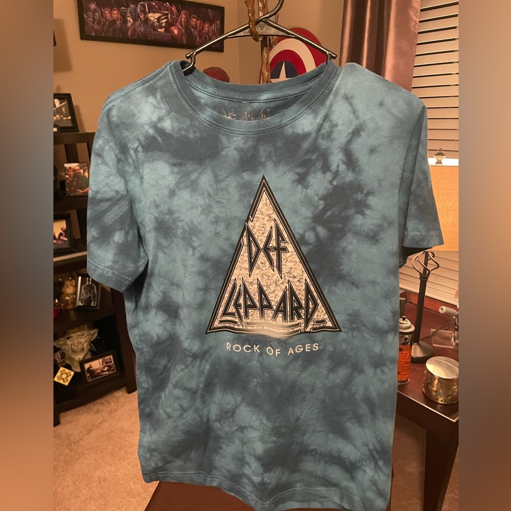 Def Leopard Rock of Ages Tie Dye Blue Shirt Size S